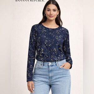 Banana Republic Star Print Blouse | Workwear to Weekend | Size S